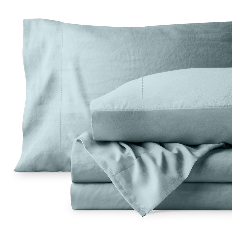 Bare Home Full Sheet Set - Luxury 1800 Ultra-Soft Stonewashed Microfiber - Double Brushed - Deep Pockets - Easy Fit - Breathable Bedding - Sheet Sets & Pillowcases (Full, Sea Spray) - Image 2